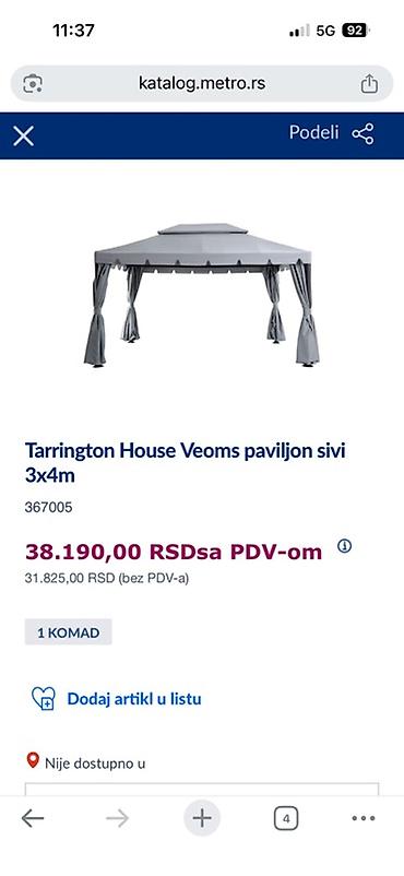 plasticno bure: Tarrington House Veoms paviljon, sivi, 3×4 m - Dimenzije: 3 m × 4 m – — 1