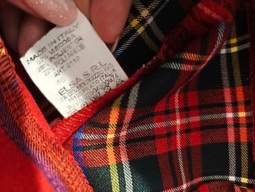comma pantalone: Crveni karirani šorts-suknja, izrađena od mešavine materijala sa 50% — 3