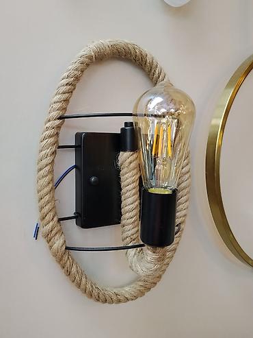 smart light: Бра в стиле лофт с канатной окантовкой и открытой лампой Эдисона - — 2
