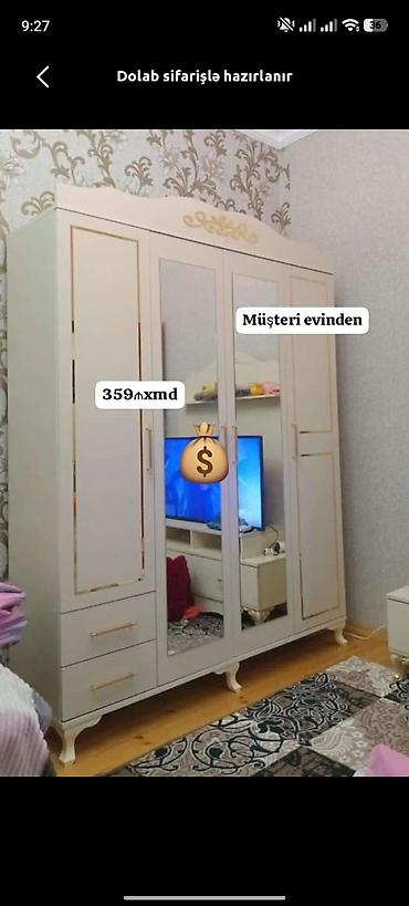 moyka skafi: Düz dolab, Yataq otağı üçün, Paltar üçün, Açılan, Korpuslu, 4 qapılı — 1