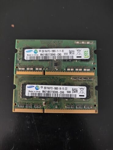 ram satışı: Operativ yaddaş (RAM) Samsung, 2 GB, 2400 Mhz, DDR3, Noutbuk üçün, İşlənmiş