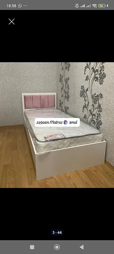 Çarpayılar: Tək nəfərlik çarpayı + matras - Ölçü: təxmini 90x200 sm (tək yataq) - — 1