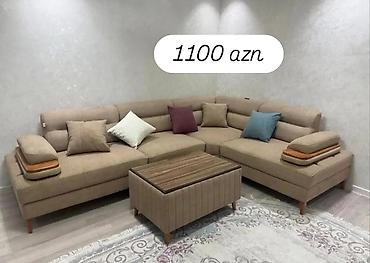 Divan və masa dəstləri: Künc divan dəsti – 1100 AZN - Rəng: bej - Konstruksiya: L formalı — 1