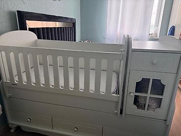 Beşiklər: Uşaq beşiyi – kombinə edilmiş model - Rəng: ağ - Material: MDF/taxta — 2