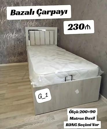 Bazalı tək nəfərlik çarpayı - Ölçü: 200x90 sm - Matras daxildir -