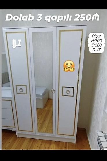 paltar dolabi ucuz: 3 qapılı dolab sifarişlə hazırlanır. Şəkillərdə müxtəlif modellər — 5