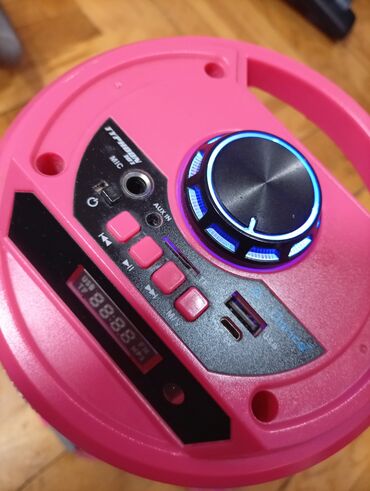 Zvučnici i stereo sistemi: Bluetooth karaoke zvučnik sa mikrofonom – roze - Prenosni cilindrični — 10