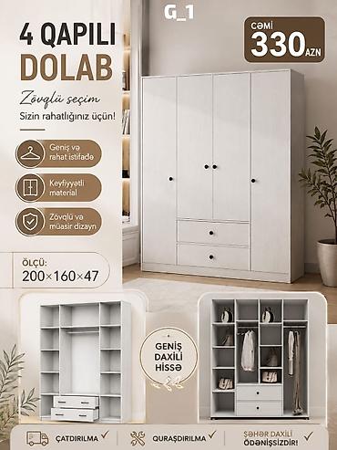 Ev üçün mebel: 4 qapılı dolab – zövqlü və funksional geyim saxlanması həlli — 1