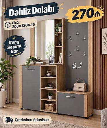 divar skafi: Dəhliz dolabı – funksional giriş mebeli Ölçü: 200 × 120 × 45 sm — 1
