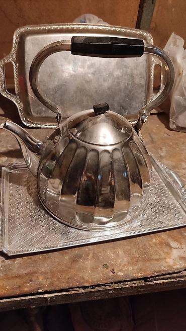 çaynı serviz: Çay dəsti, rəng - Narıncı, Metal, 1 nəfərlik, SSRİ — 1