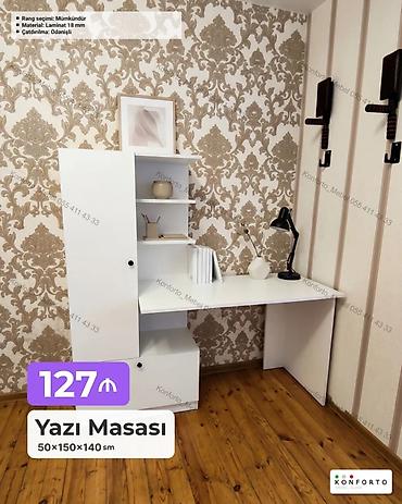 Ev və bağ: Künc masa, Stulsuz, Polkalı, Siyirməli, Sadə laminat — 1