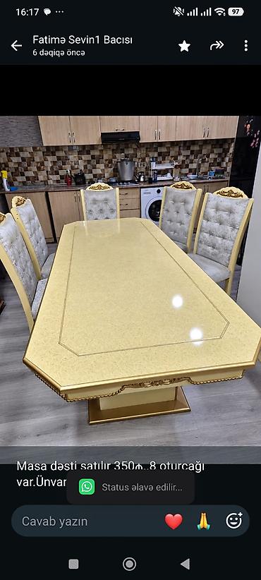 Masa dəsti satılır 350₼. 8 oturcağı var.Ünvan zabrat. 21. Fatimə99