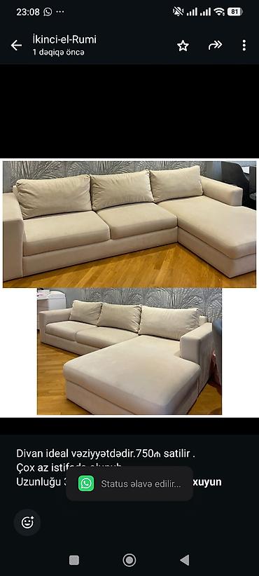 Divan ideal vəziyyətdədir.750₼ satilir . Çox az istifadə olunub lalafo.az -da Divan ideal vəziyyətdədir.750₼ satilir . Çox az istifadə olunub