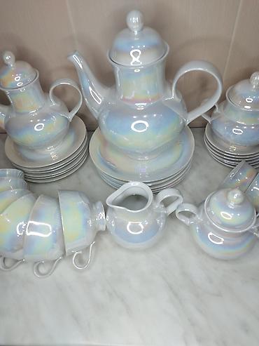Qab-qacaq və mətbəx ləvazimatları: Çay dəsti, rəng - Ağ, Farfor, 6 nəfərlik, SSRİ — 5