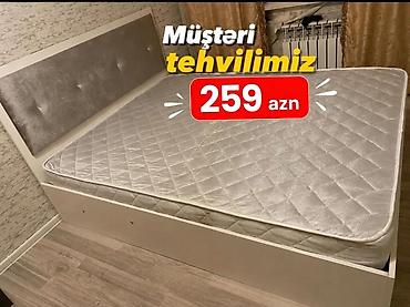 Ev üçün mebel: Yataq çarpayısı və döşək dəsti - Ölçü: təxmini iki nəfərlik (şəkildə — 1