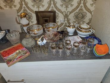 Nahar dəstləri və servizlər: Nahar dəsti, rəng - Qızılı, Şüşə — 8