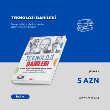 Bədii ədəbiyyat: PULSUZ ÇATDIRILMA. "Teknoloji Dahileri" kitabı. Kitab Türkcədir