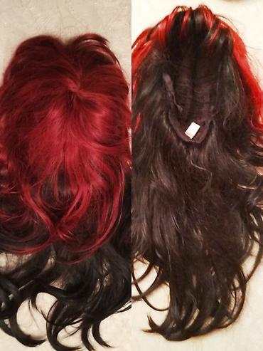 Другие головные уборы: 1. парик, пряди снизу черного цвета, сверху малинового цвета, челка и — 11