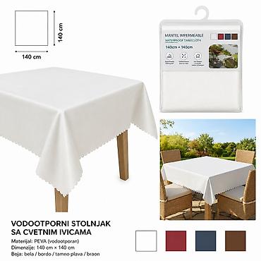 stolovi za ketering: KMT Jednobojni vodootporni stolnjak sa čipkastim rubom 3210098 - — 1