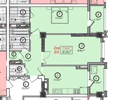 Продажа квартир: 2 комнаты, 77 м², Элитка, 13 этаж, ПСО (под самоотделку)