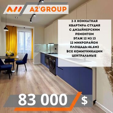 Рестораны, кафе: 2 комнаты, 47 м², Элитка, 12 этаж, Дизайнерский ремонт