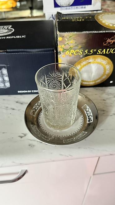 xrustal qutuda: Çay dəsti, Xrustal, 6 nəfərlik, Çexiya — 1