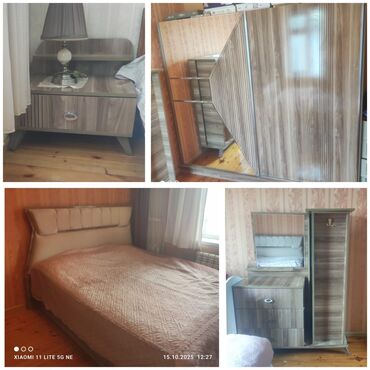 бу кухонный гарнитур в бишкеке: Двуспальная кровать, Шкаф, Трюмо, 2 тумбы, Б/у