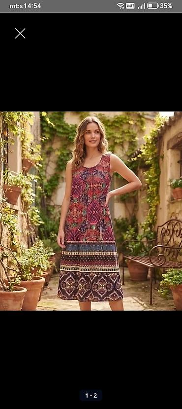 Letnja haljina bez rukava sa etno/boho printom - Kroj: A-linija