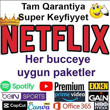 televizor ustasi: Netflix Premium Paketlər: 1 ay ( Donma yox Atma yox VPN yox) ✨ *4 Azn* — 1