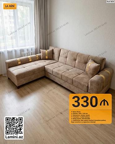 Künc divan – La Mini - Ölçülər: 260 × 160 sm - Mexanizm: Açılan