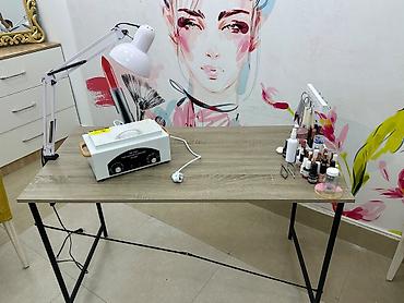 salon mebelleri ikinci el: Manikür/estetik iş masası və saxlama komodları - Masa: Təbii ağac — 3