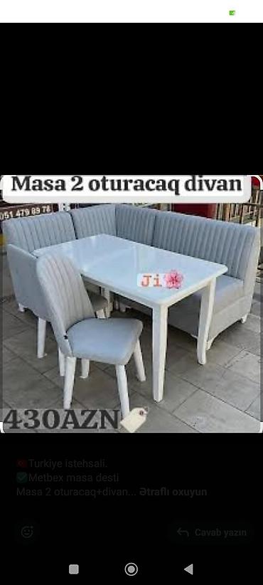 divan 150: Mətbəx masa dəsti – Türkiyə istehsalı. Dəst tərkibi: - Masa - 2 ədəd — 5