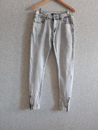 детские хлопковые брюки: Брюки, Bershka, L, цвет - Голубой