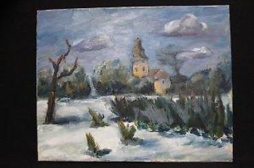 za kucu: SLIKA PEJZAŽ ZIMA, IMPRESIONIZAM, ULJE NA PLATNU, 40 X 50 | Slika sa — 7