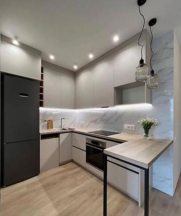 Кухонные гарнитуры: Кухонный гарнитур, цвет - Серый, МДФ — 50