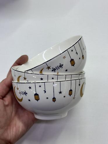 чёрный рис: Набор фарфоровых пиал с лунно-звёздным узором - Формат: пиалы — 1