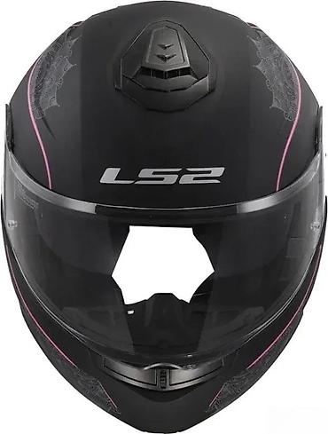10 cm: LS2 modularna motociklistička kaciga – crna mat sa roze detaljima i — 4