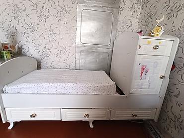 set mebel: Qız üçün, İşlənmiş, Çarpayı, Matras ilə, Siyirməli — 5