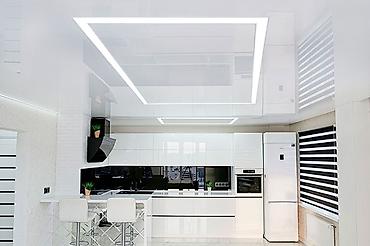 Потолочные работы: Натяжные потолки с трековыми светильниками Парящие потолки Теневые — 14