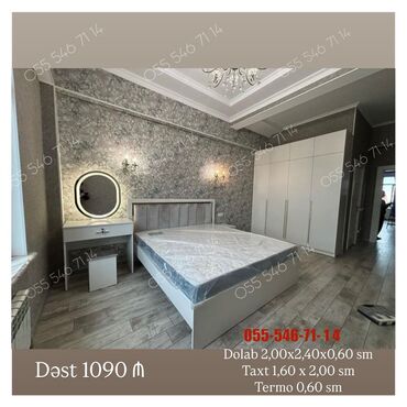 Masa və oturacaq dəstləri: İkinəfərlik çarpayı, Dolab, Termo, 2 tumba, Yeni