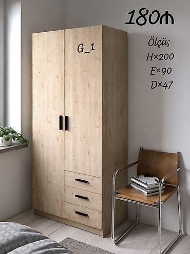 Paltar dolabları, qarderoblar: G_1 geyim dolabları Model 1 – 2 qapılı (ağ) - Ölçü: 200 × 90 × 47 sm — 2