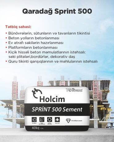 Sement: Holcim Sement, M-400, A-klass, Kredit var, Pulsuz çatdırılma — 5