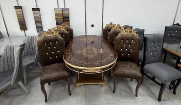 Masa və oturacaq dəstləri: Qonaq otağı üçün, Açılmayan, Oval masa, 6 stul — 3