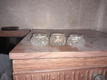 islenmis qablar: Şüşə duz/istiot qabları – 3 ədəd dəst Tek Qiymeti 15azn 3ededi 30m - — 2