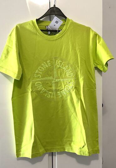 havajske majice: Majica na kratke rukave, L (EU 52), Stone Island, bоја - Zelena, Pamuk