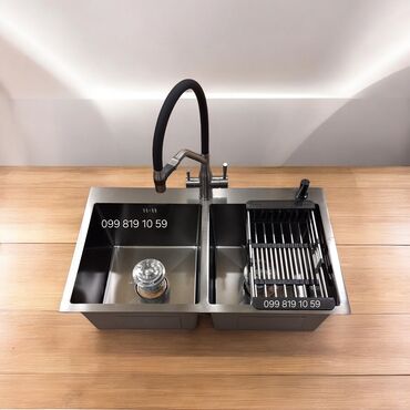 Duş başlıqları: Yeni Kvadrat Mətbəx çanağı, Şkafsız, Paslanmaz polad, Pulsuz çatdırılma