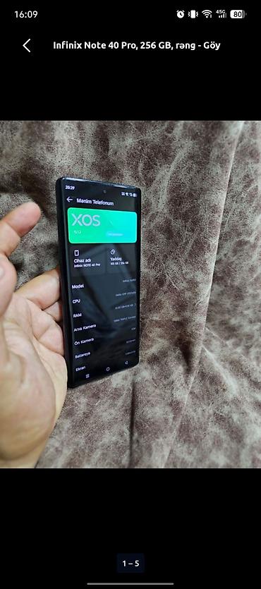 xacmaz telfon: Infinix Note 40 Pro, 256 GB, rəng - Qara, Sensor — 9