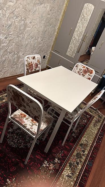 Mətbəx üçün, Yeni, Açılmayan, Dördbucaq masa, 4 stul