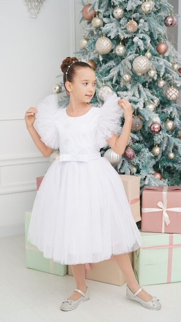 новогодние платья: Детское платье, цвет - Белый, Новый