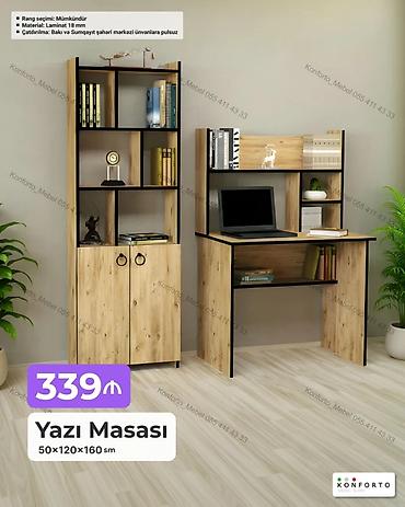 Ev və bağ: Düz masa, Stulsuz, Polkalı, Siyirməli, Teksturalı laminat — 1
